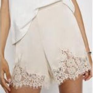 Elegant Cream Satin Lace Trim Women's Tap Shorts